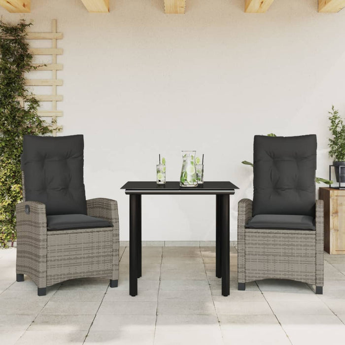 Set mobilier de grădină cu perne, 3 piese, gri, poliratan WALTI