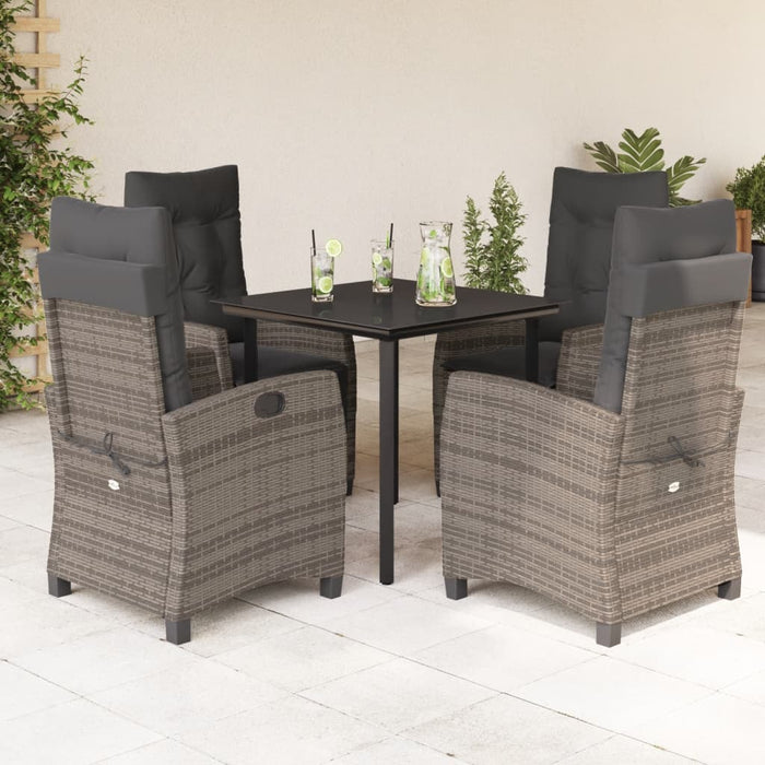 Set mobilier de grădină cu perne, 5 piese, gri, poliratan - WALTI WALTI