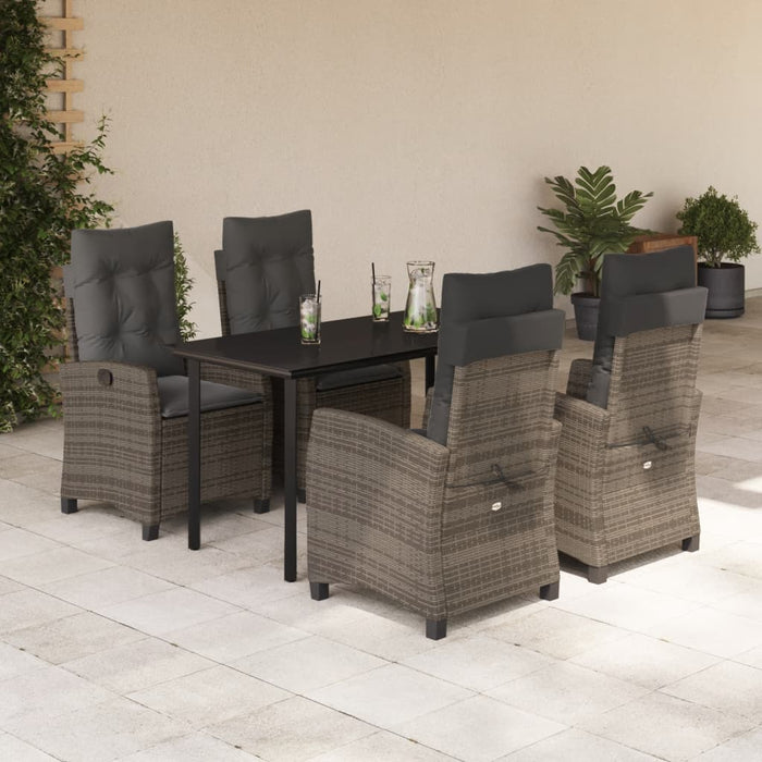 Set mobilier de grădină cu perne, 5 piese, gri, poliratan - WALTI WALTI
