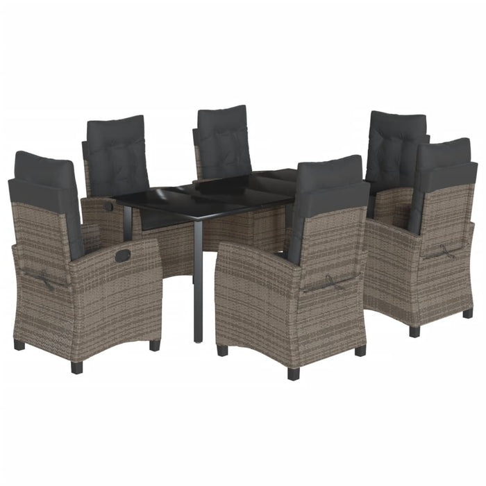 Set mobilier de grădină cu perne, 7 piese, gri, poliratan WALTI