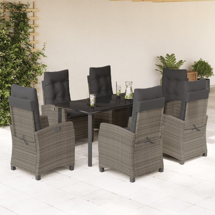 Set mobilier de grădină cu perne, 7 piese, gri, poliratan WALTI