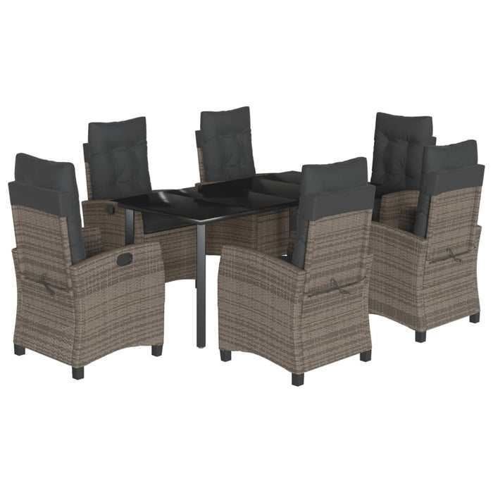Set mobilier de grădină cu perne, 7 piese, gri, poliratan WALTI