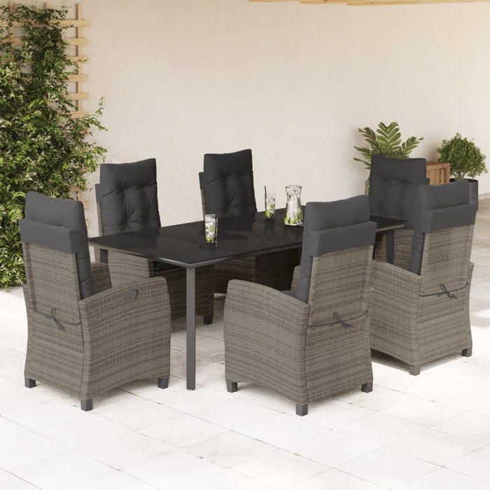 Set mobilier de grădină cu perne, 7 piese, gri, poliratan WALTI