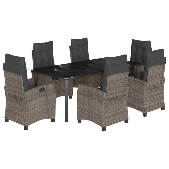 Set mobilier de grădină cu perne, 7 piese, gri, poliratan WALTI