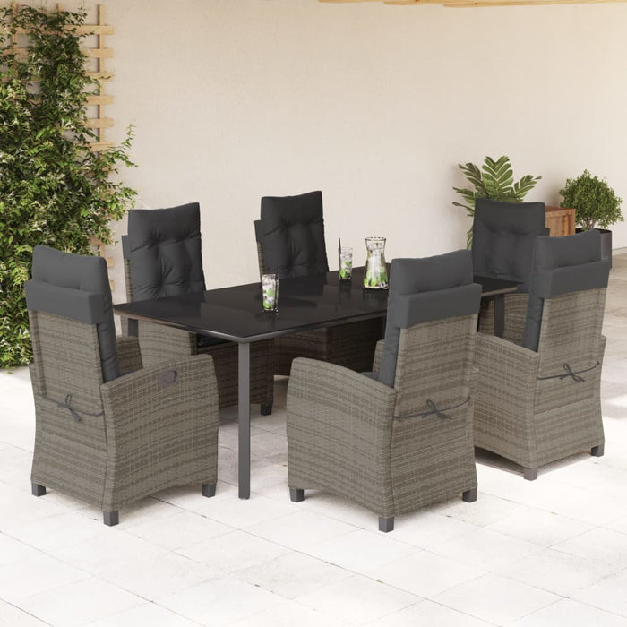 Set mobilier de grădină cu perne, 7 piese, gri, poliratan WALTI