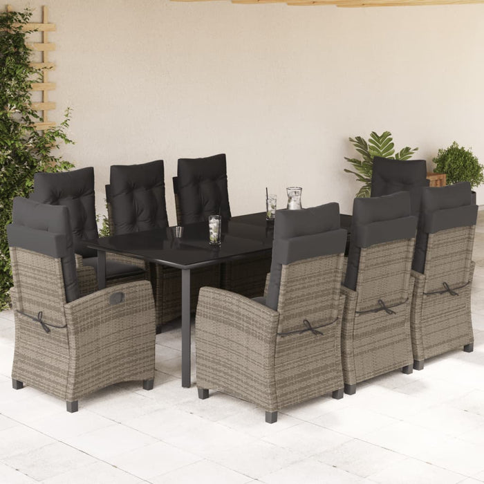 Set mobilier grădină cu perne, 9 piese, gri, poliratan - WALTI WALTI