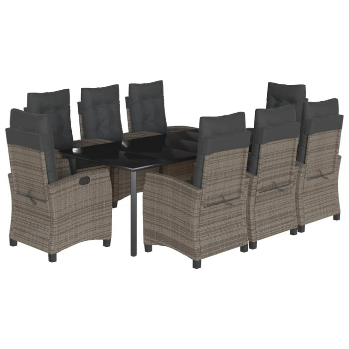 Set mobilier grădină cu perne, 9 piese, gri, poliratan - WALTI WALTI