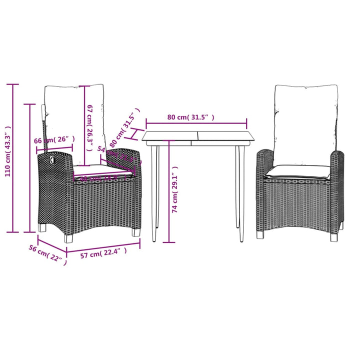 Set mobilier de grădină cu perne, 3 piese, bej, poliratan - WALTI WALTI