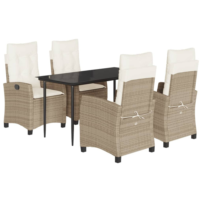 Set mobilier de grădină cu perne, 5 piese, bej, poliratan WALTI