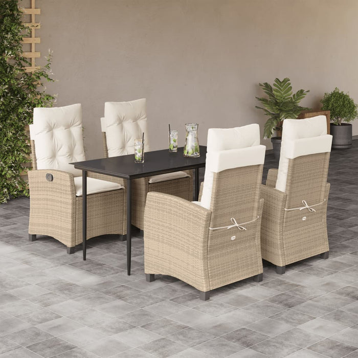 Set mobilier de grădină cu perne, 5 piese, bej, poliratan WALTI