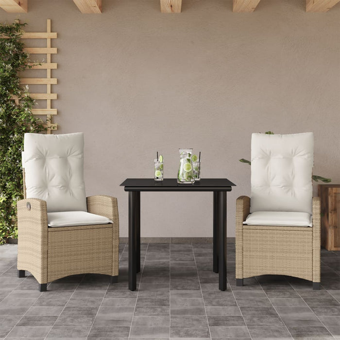 Set mobilier de grădină cu perne, 3 piese, bej, poliratan - WALTI WALTI