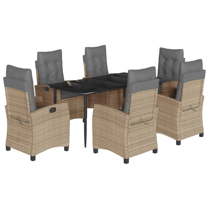 Set mobilier pentru grădină, 7 piese, cu perne, bej, poliratan WALTI