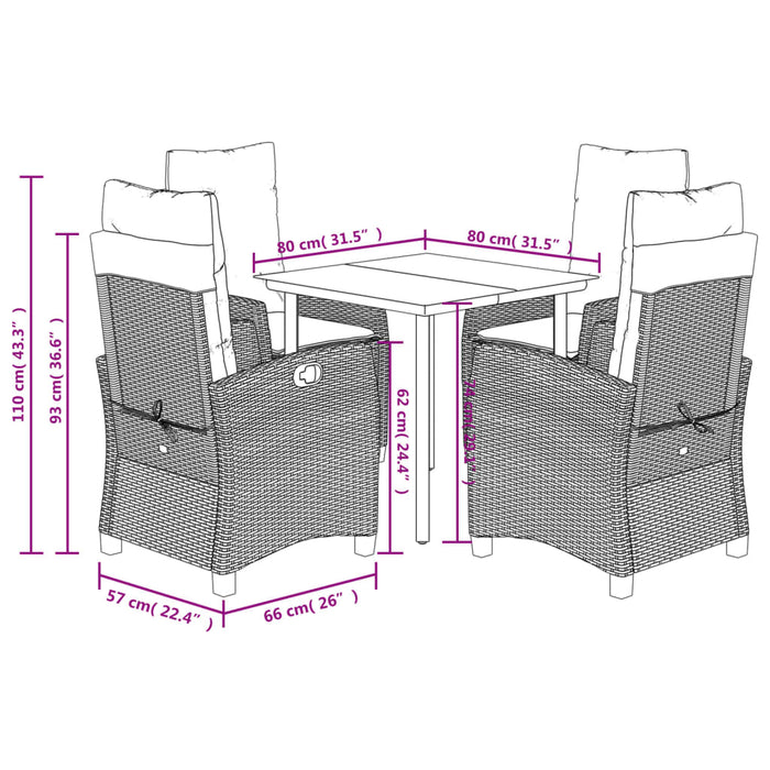Set mobilier pentru grădină, 5 piese, cu perne, bej, poliratan - WALTI WALTI