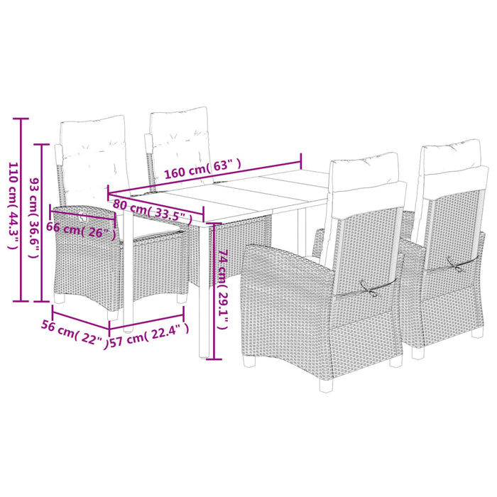 Set mobilier pentru grădină, 5 piese, cu perne, bej, poliratan - WALTI WALTI