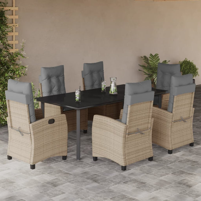 Set mobilier pentru grădină, 7 piese, cu perne, bej, poliratan - WALTI WALTI