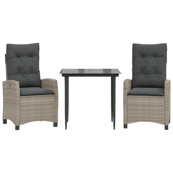 Set mobilier de grădină cu perne, 3 piese,gri deschis,poliratan - WALTI WALTI