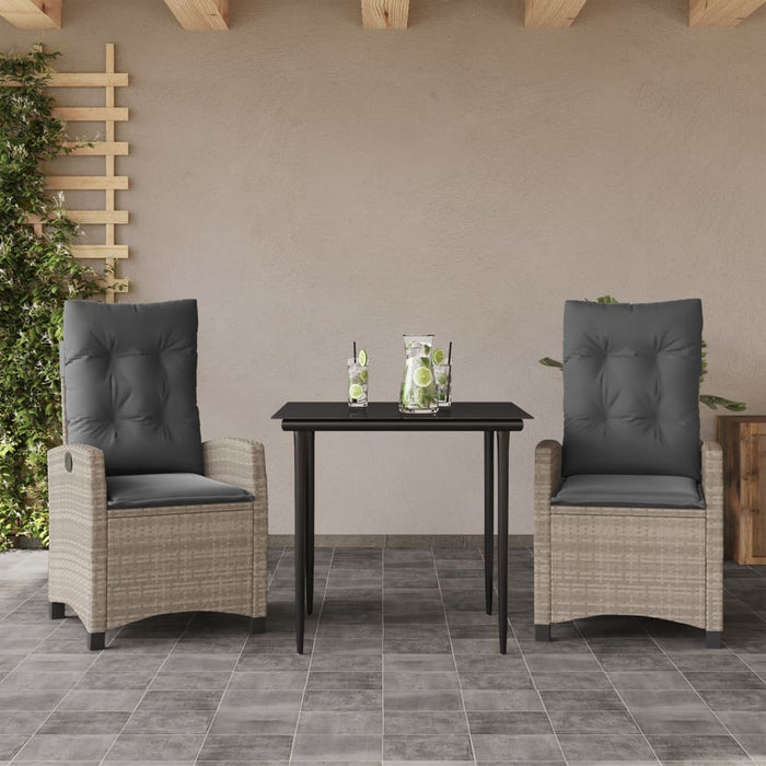 Set mobilier de grădină cu perne, 3 piese,gri deschis,poliratan - WALTI WALTI