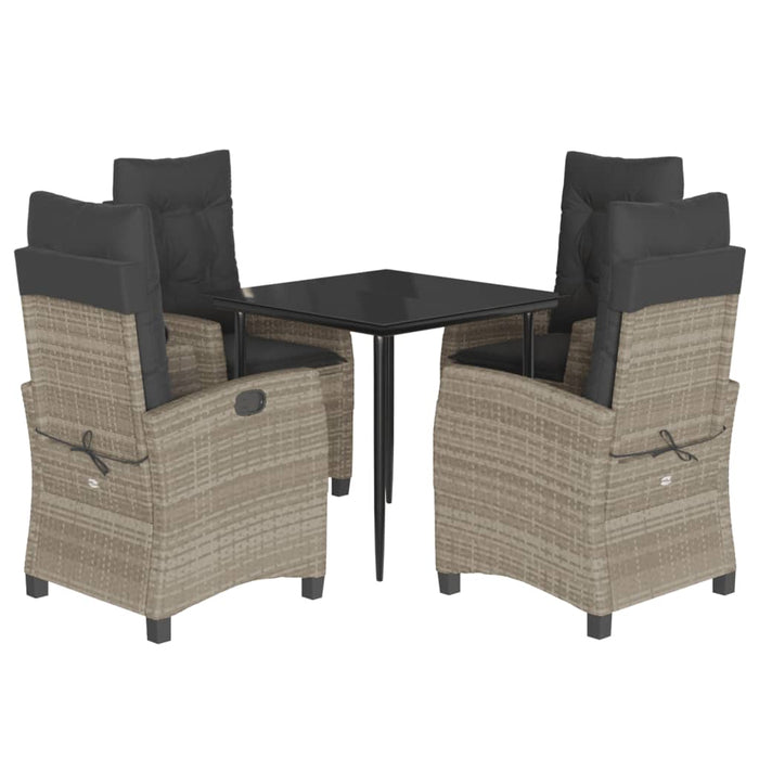 Set mobilier de grădină cu perne, 5 piese gri deschis poliratan - WALTI WALTI