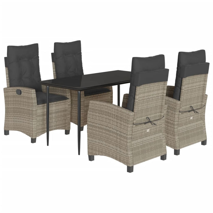 Set mobilier de grădină cu perne, 5 piese gri deschis poliratan - WALTI WALTI