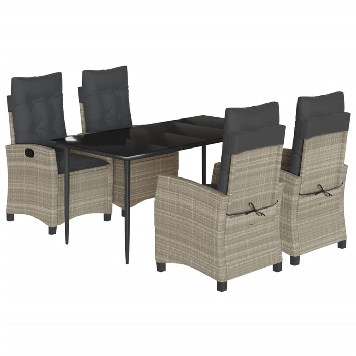 Set mobilier de grădină cu perne, 5 piese gri deschis poliratan - WALTI WALTI