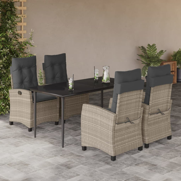 Set mobilier de grădină cu perne, 5 piese gri deschis poliratan - WALTI WALTI