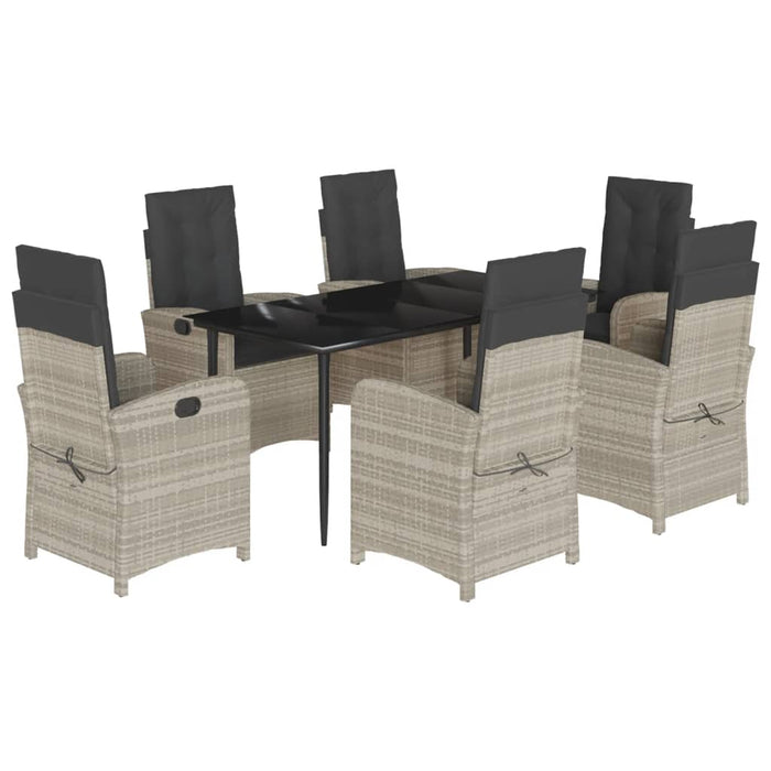Set mobilier de grădină cu perne, 7 piese gri deschis poliratan WALTI