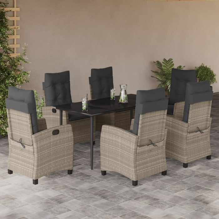 Set mobilier de grădină cu perne, 7 piese gri deschis poliratan WALTI