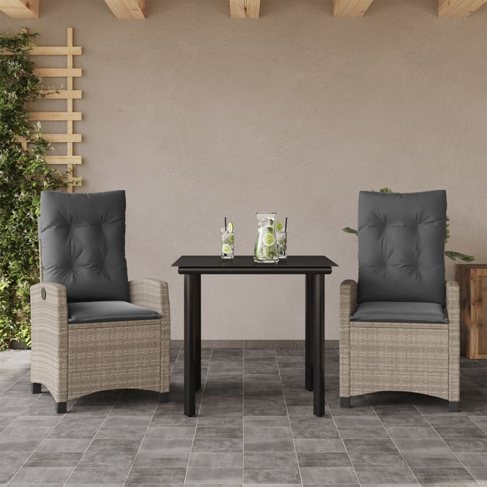 Set mobilier de grădină cu perne, 3 piese,gri deschis,poliratan - WALTI WALTI