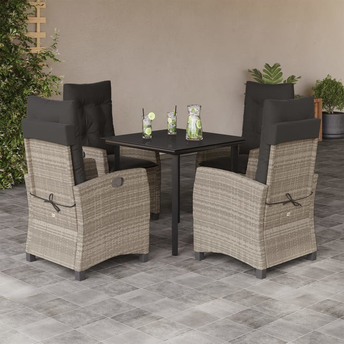 Set mobilier de grădină cu perne, 5 piese gri deschis poliratan - WALTI WALTI