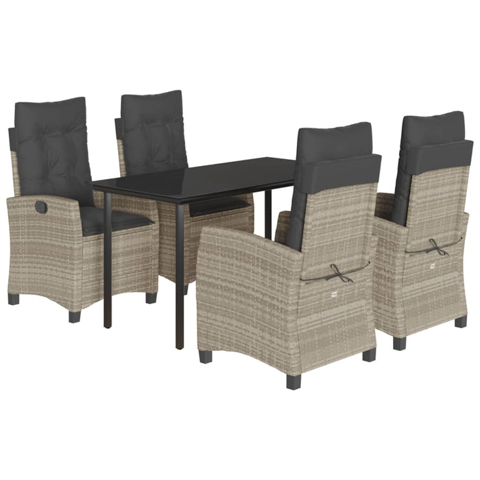Set mobilier de grădină cu perne, 5 piese gri deschis poliratan - WALTI WALTI