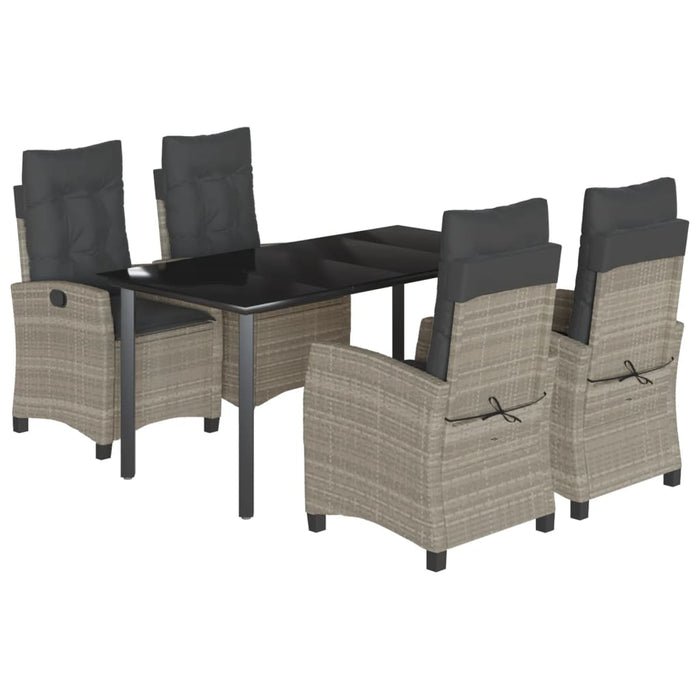 Set mobilier de grădină cu perne, 5 piese gri deschis poliratan - WALTI WALTI