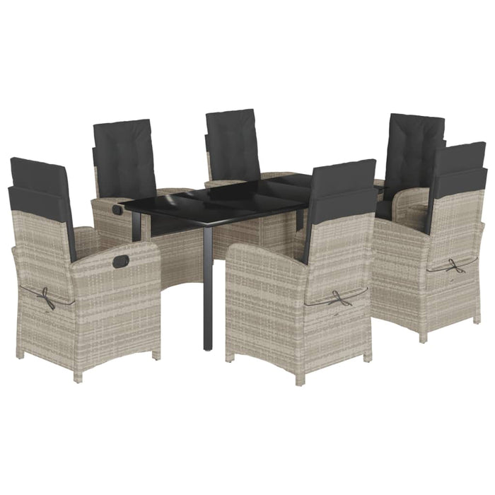 Set mobilier de grădină cu perne, 7 piese gri deschis poliratan WALTI