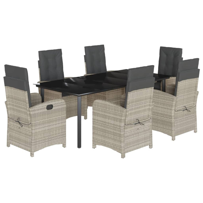 Set mobilier de grădină cu perne, 7 piese gri deschis poliratan WALTI