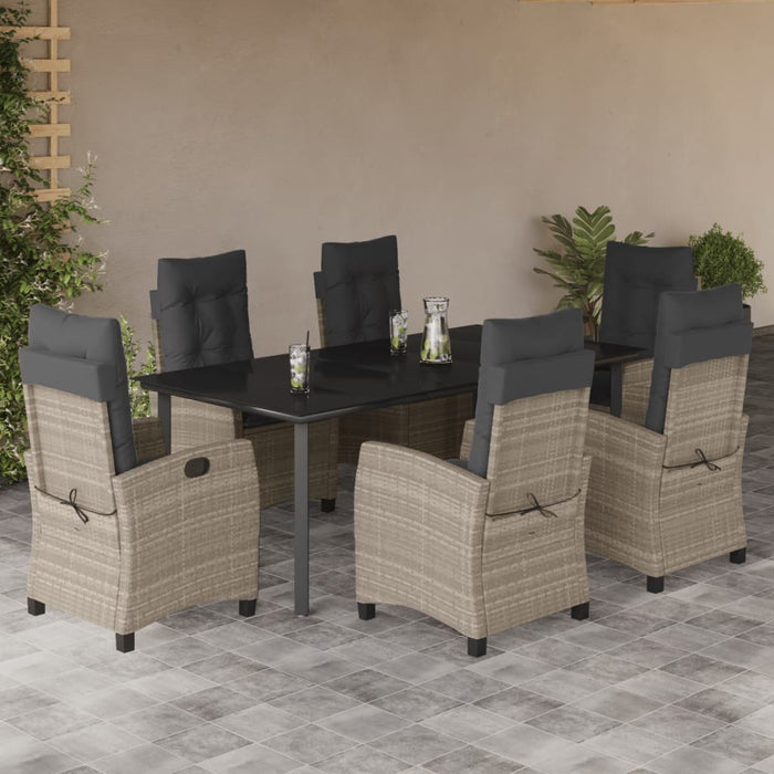 Set mobilier de grădină cu perne, 7 piese gri deschis poliratan WALTI