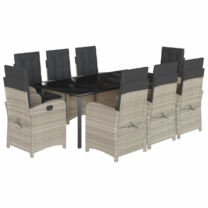 Set mobilier grădină cu perne, 9 piese, gri deschis, poliratan - WALTI WALTI