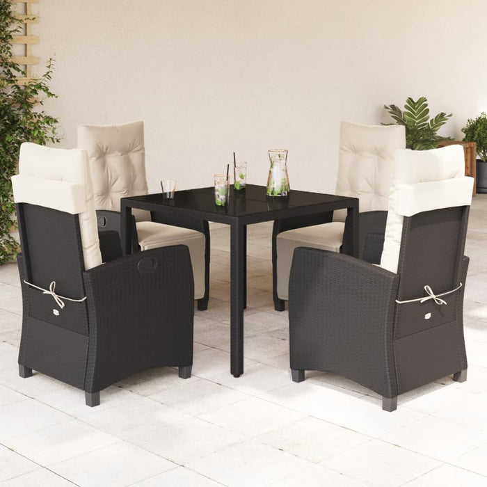 Set mobilier de grădină cu perne, 5 piese, negru, poliratan - WALTI WALTI