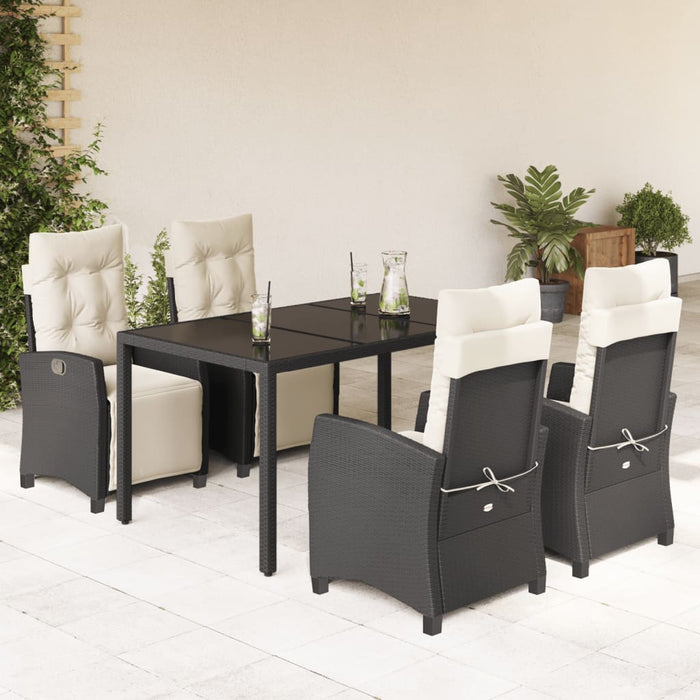 Set mobilier de grădină cu perne, 5 piese, negru, poliratan - WALTI WALTI