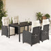 Set mobilier de grădină cu perne, 5 piese, negru, poliratan - WALTI WALTI