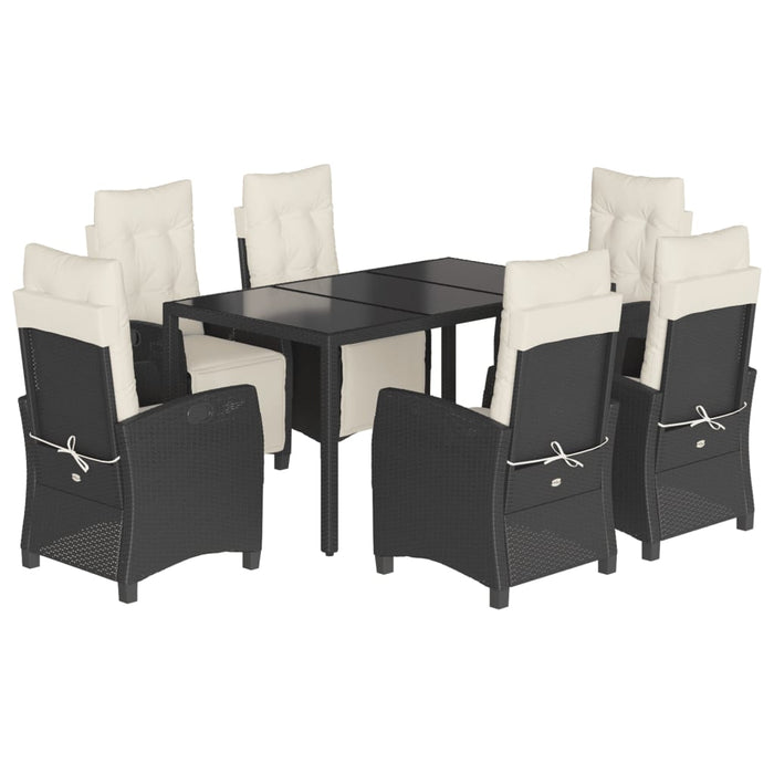 Set mobilier de grădină cu perne, 7 piese, negru, poliratan WALTI