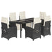Set mobilier de grădină cu perne, 7 piese, negru, poliratan - WALTI WALTI