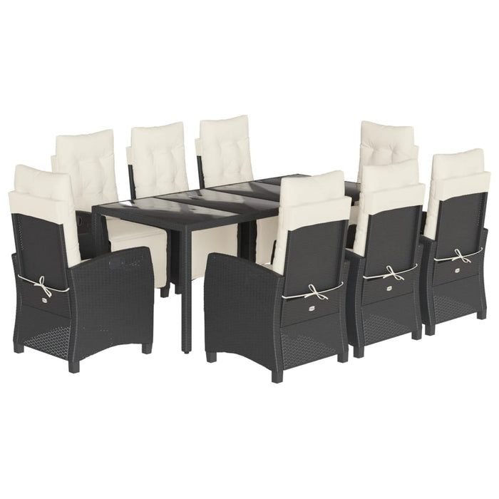 Set mobilier de grădină cu perne, 9 piese, negru, poliratan - WALTI WALTI