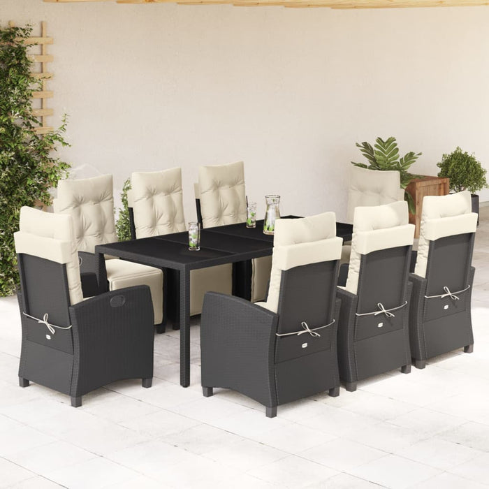 Set mobilier de grădină cu perne, 9 piese, negru, poliratan - WALTI WALTI