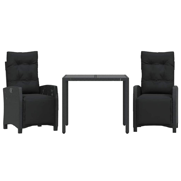 Set mobilier de grădină cu perne, 3 piese, negru, poliratan - WALTI WALTI