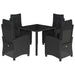 Set mobilier de grădină cu perne, 5 piese, negru, poliratan - WALTI WALTI