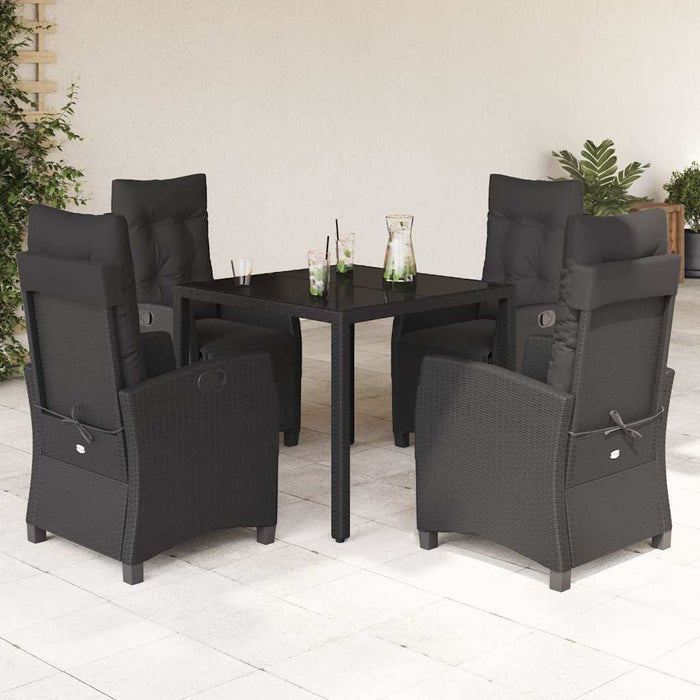 Set mobilier de grădină cu perne, 5 piese, negru, poliratan - WALTI WALTI
