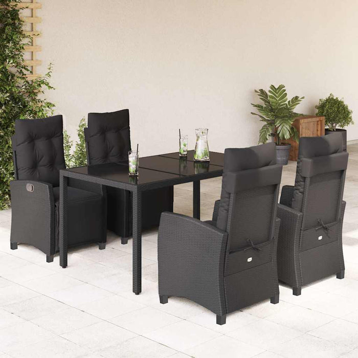 Set mobilier de grădină cu perne, 5 piese, negru, poliratan - WALTI WALTI