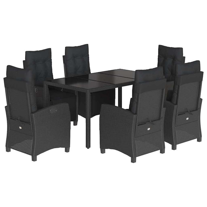 Set mobilier de grădină cu perne, 7 piese, negru, poliratan - WALTI WALTI