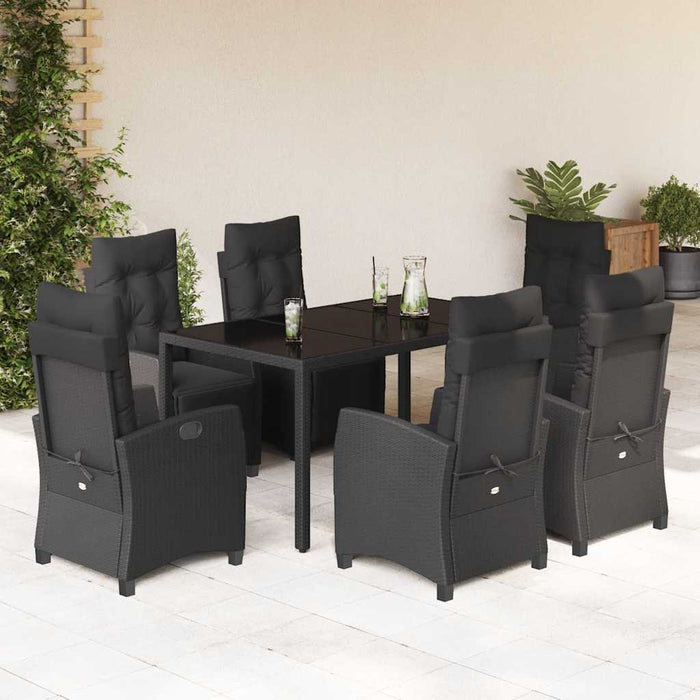 Set mobilier de grădină cu perne, 7 piese, negru, poliratan - WALTI WALTI