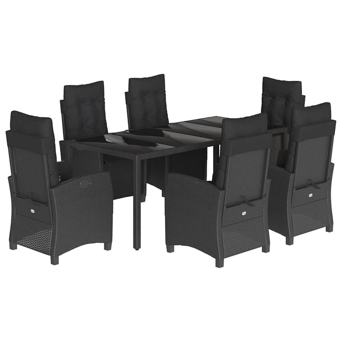 Set mobilier de grădină cu perne, 7 piese, negru, poliratan - WALTI WALTI