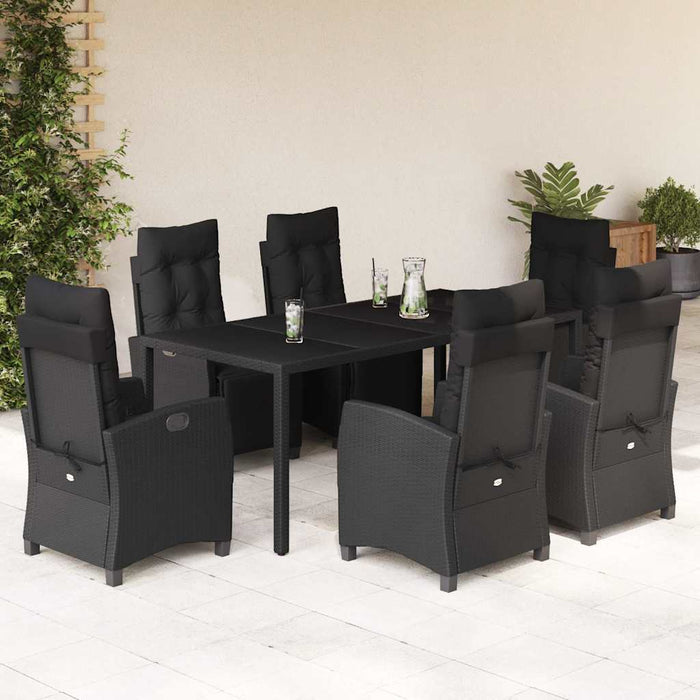 Set mobilier de grădină cu perne, 7 piese, negru, poliratan - WALTI WALTI